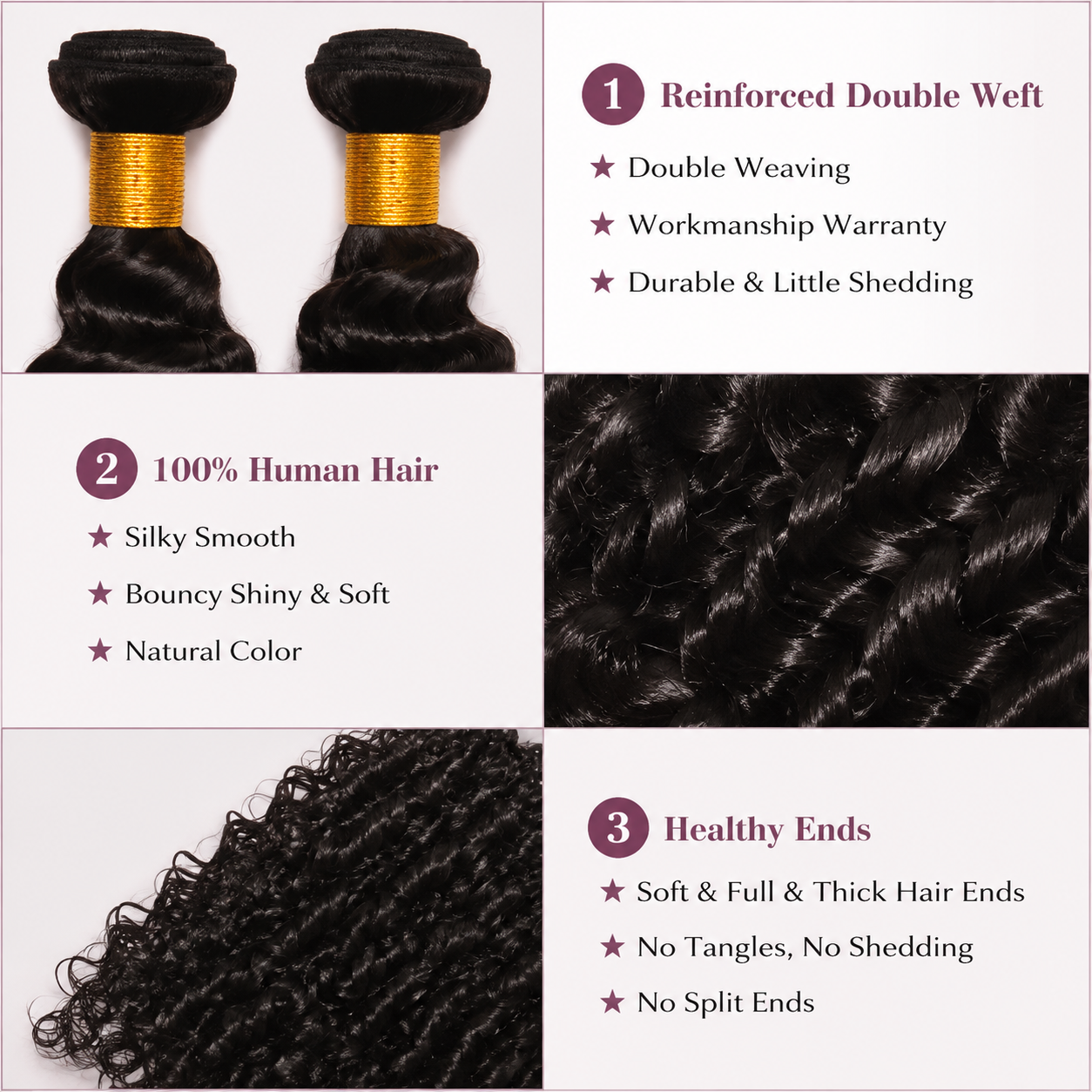 Posh Trio Deep Wave Human Hair Bundles