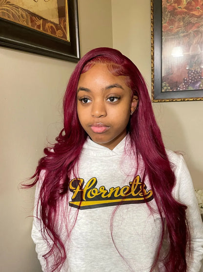 Posh Trio 220% Density 99J Body Wave Human Hair Glueless Lace Frontal Wig | 5x5 or 13x4