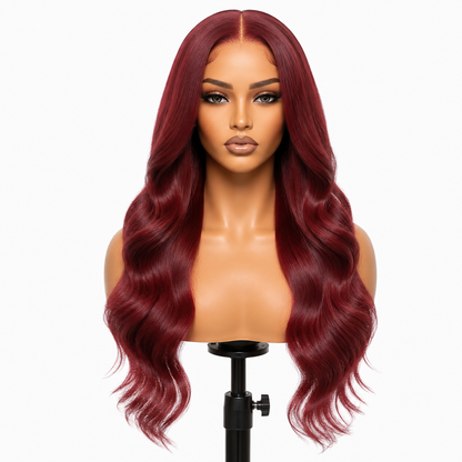 Posh Trio 220% Density 99J Body Wave Human Hair Glueless Lace Frontal Wig | 5x5 or 13x4