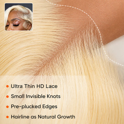 Posh Trio 220% Density 613 Straight Human Hair Glueless Lace Frontal Wig | 5x5 or 13x4