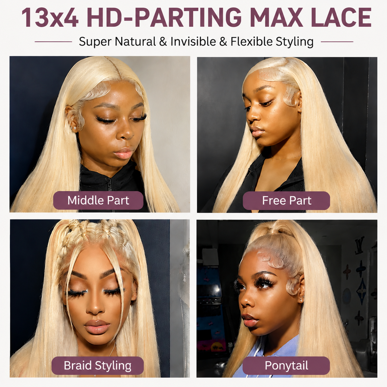 Posh Trio 220% Density 613 Straight Human Hair Glueless Lace Frontal Wig | 5x5 or 13x4