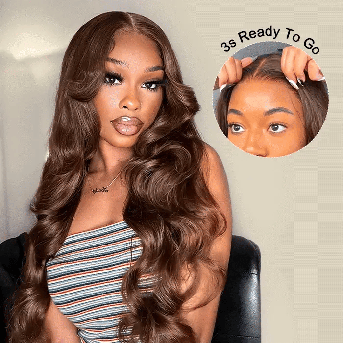 Posh Trio 220% Density Chocolate Brown Body Wave Human Hair Glueless Lace Frontal Wig | 5x5 or 13x4