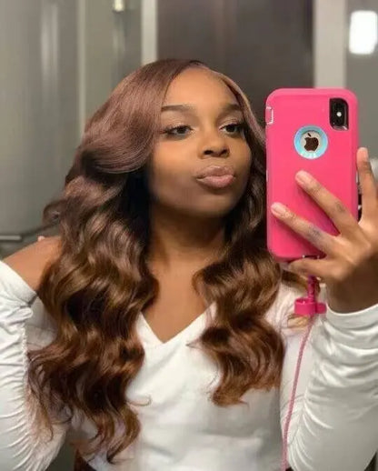 Posh Trio 220% Density Chocolate Brown Body Wave Human Hair Glueless Lace Frontal Wig | 5x5 or 13x4