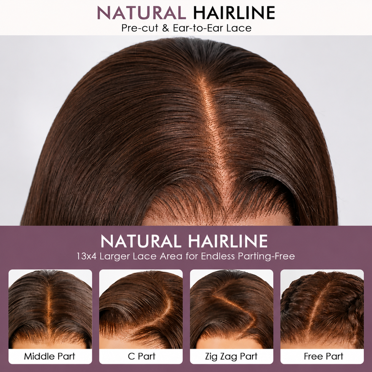 Posh Trio 220% Density Chocolate Brown Straight Human Hair Glueless Lace Frontal Wig | 5x5 or 13x4