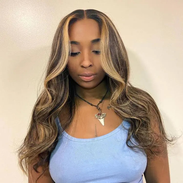 Posh Trio 220% Density Highlight 4/27 Body Wave Human Hair Glueless Lace Frontal Wig | 5x5 or 13x4 (Copy)