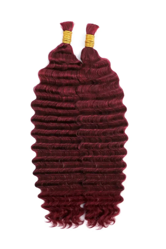 Posh Trio Bulk Boho Human Braiding Hair | Burgundy 99J Deep Wave