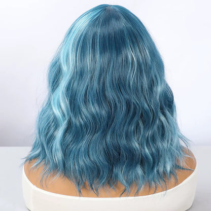 Sapphire | 14” Teal Blue Wavy Bob Wig