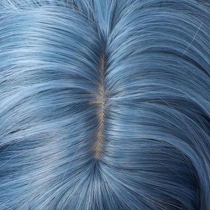 Skye | 26” Powder Blue Wavy Wig with Bangs