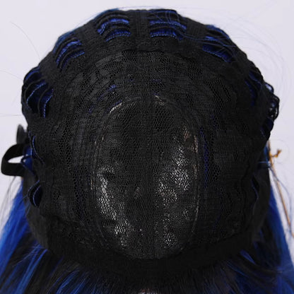 Nyx | 26” Black & Electric Blue Straight Wig with Bangs