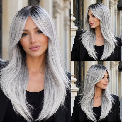 Sterling | 22” Silver Gray Layered Wig