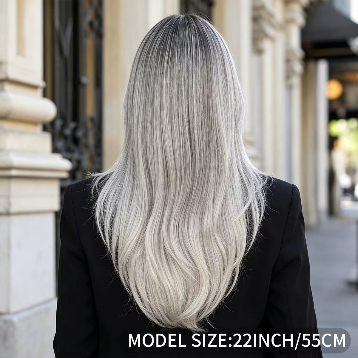 Sterling | 22” Silver Gray Layered Wig