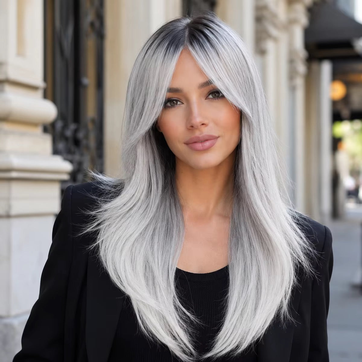 Sterling | 22” Silver Gray Layered Wig