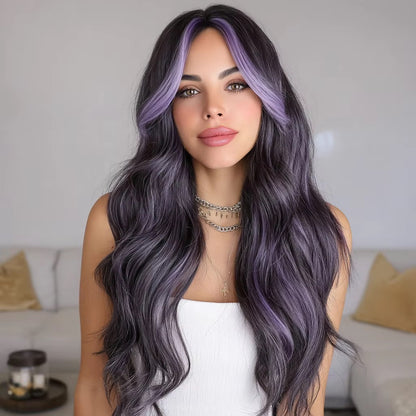 Violette | 28” Purple Highlight Wavy Lace Front Wig
