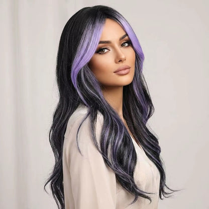 Violette | 28” Purple Highlight Wavy Lace Front Wig