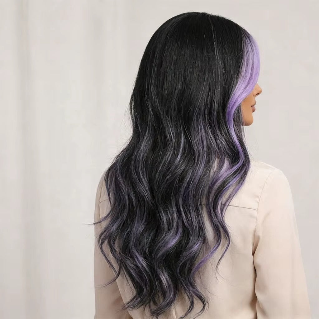 Violette | 28” Purple Highlight Wavy Lace Front Wig