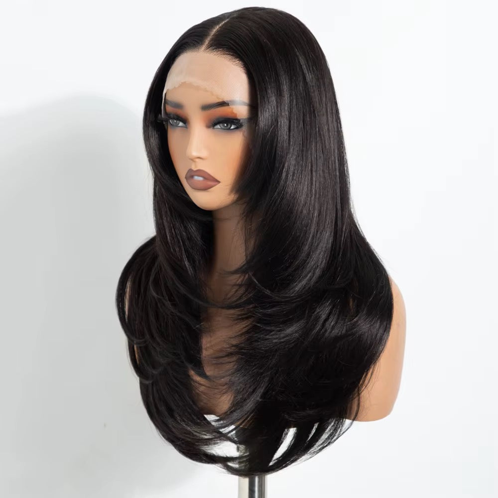 Layla | 22” Layered Lace Front Natural Black Synthetic Wig