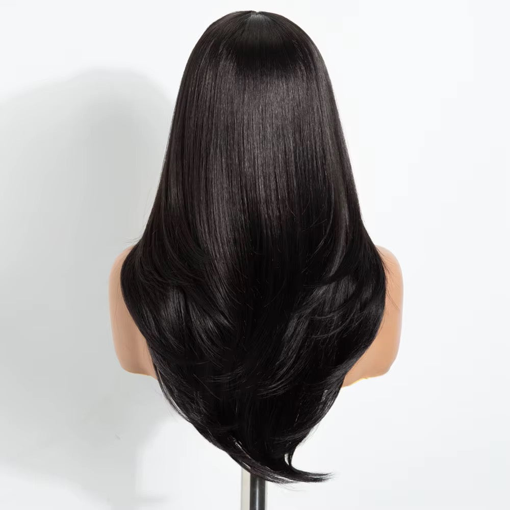 Layla | 22” Layered Lace Front Natural Black Synthetic Wig