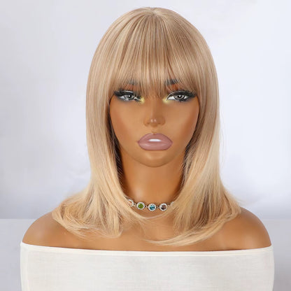 Nia Blonde Synthetic Straight Wig with Bangs