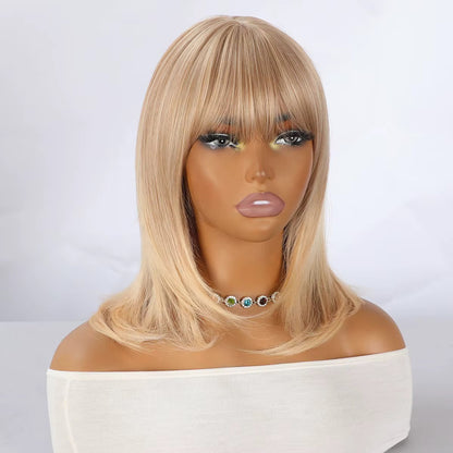 Nia Blonde Synthetic Straight Wig with Bangs