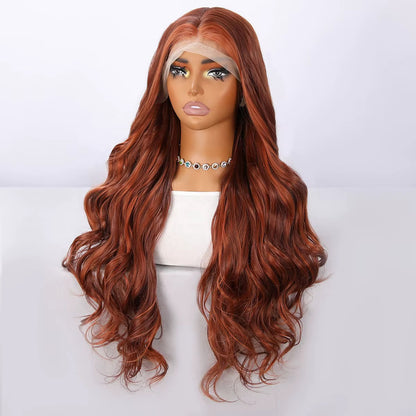 The Carmen | 30” Copper Auburn Synthetic Lace Wig