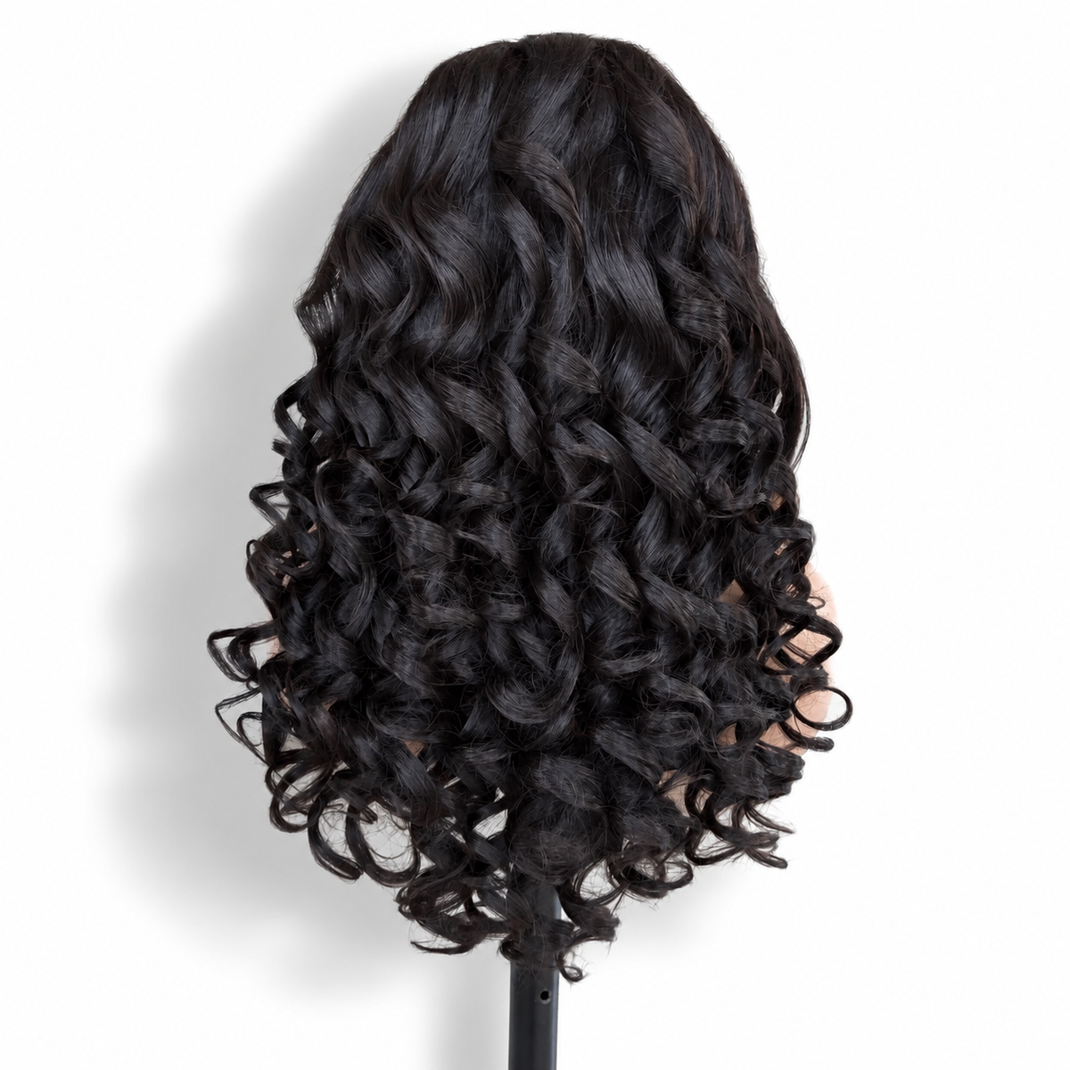Posh Trio 20” Black Curly Human Hair Blend Glueless Lace Front Wig | 13x4