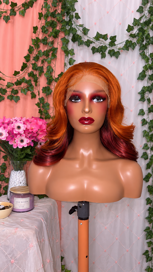 The Cheyenne| 20” Copper & Burgundy Lace Wig