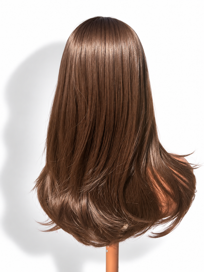 The Brielle | Chocolate Brown Layered Curtain Bang Wig