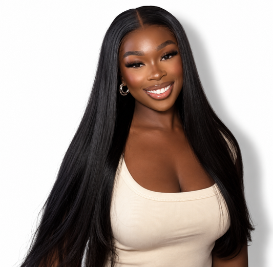 Sleek Perfection Straight 220% Density Glueless Lace Frontal Human Hair Wig | 5x5 or 13x4 | Natural Black