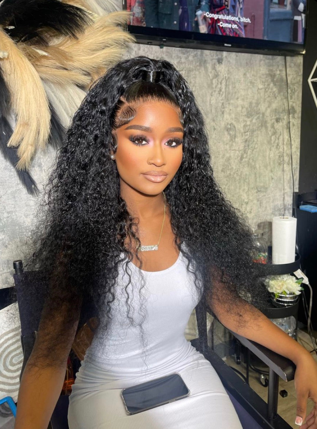 13x6 HD Lace Front Wavy Curly Wig - Natural Black
