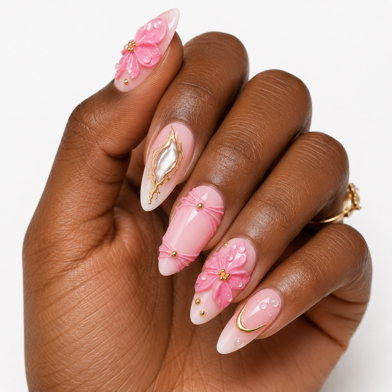 Posh Trio Sakura Pink Medium Almond Shaped Press-On Nail Set