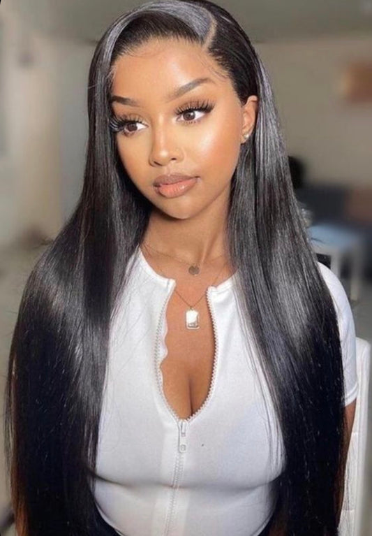 13x6 HD Lace Front Straight  Wig With Pre Bleached and Plucked Knots - Natural Black