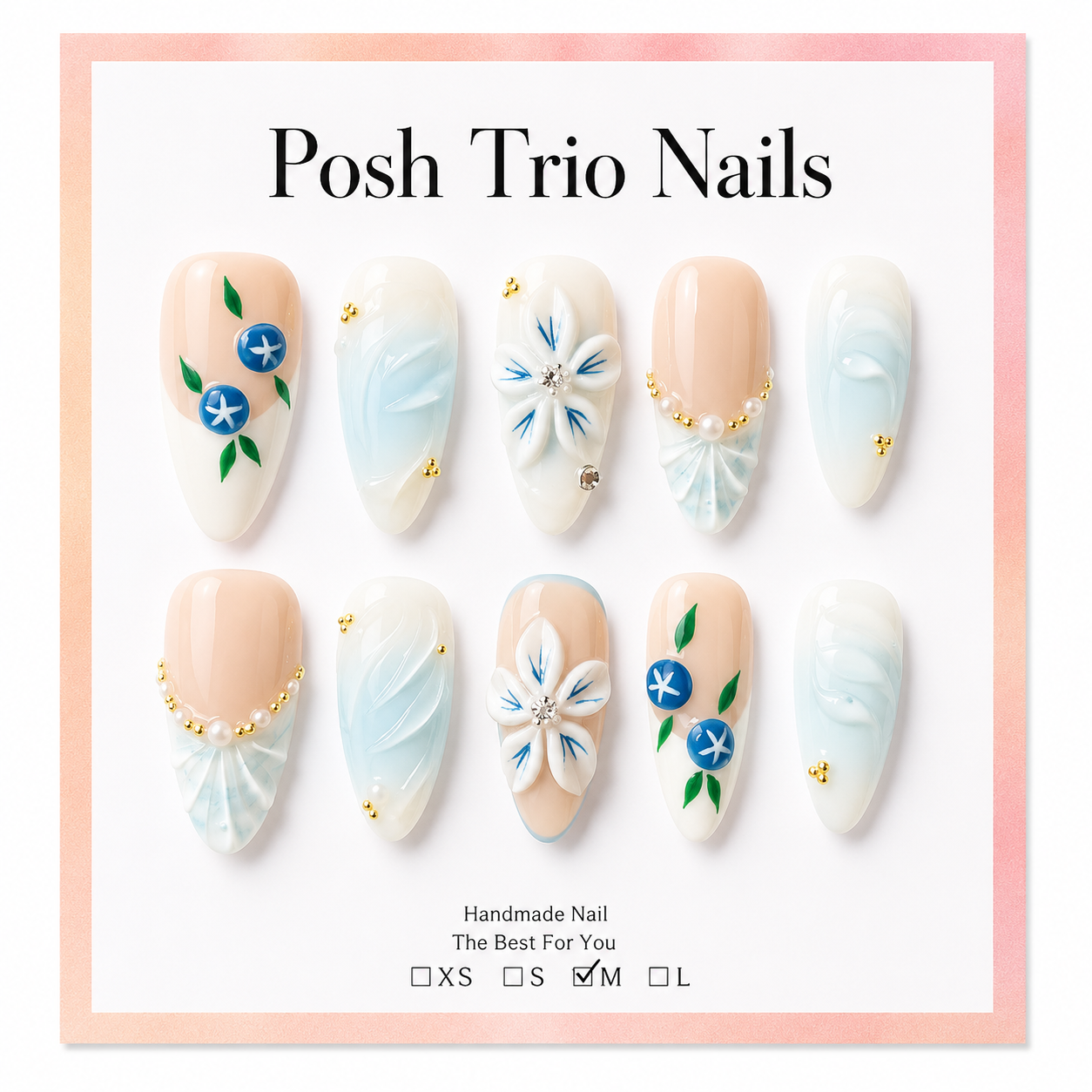Posh Trio Handmade Blueberry Flower Press-On Nails
