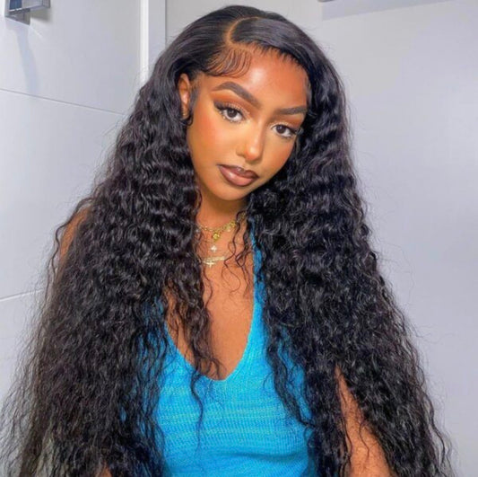 13x6 HD Lace Front Deep Wave Wig With Pre Bleached and Plucked Knots - Natural Black