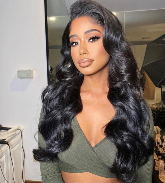 13x6 HD Lace Front Body Wave Wig With Pre Bleached and Plucked Knots - Natural Black