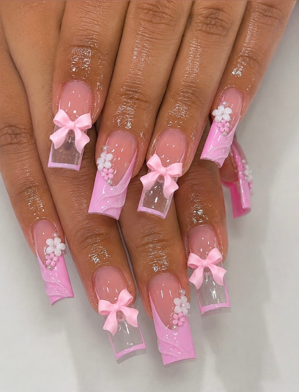 Posh Trio Pink Bow Floral Press-On Nails