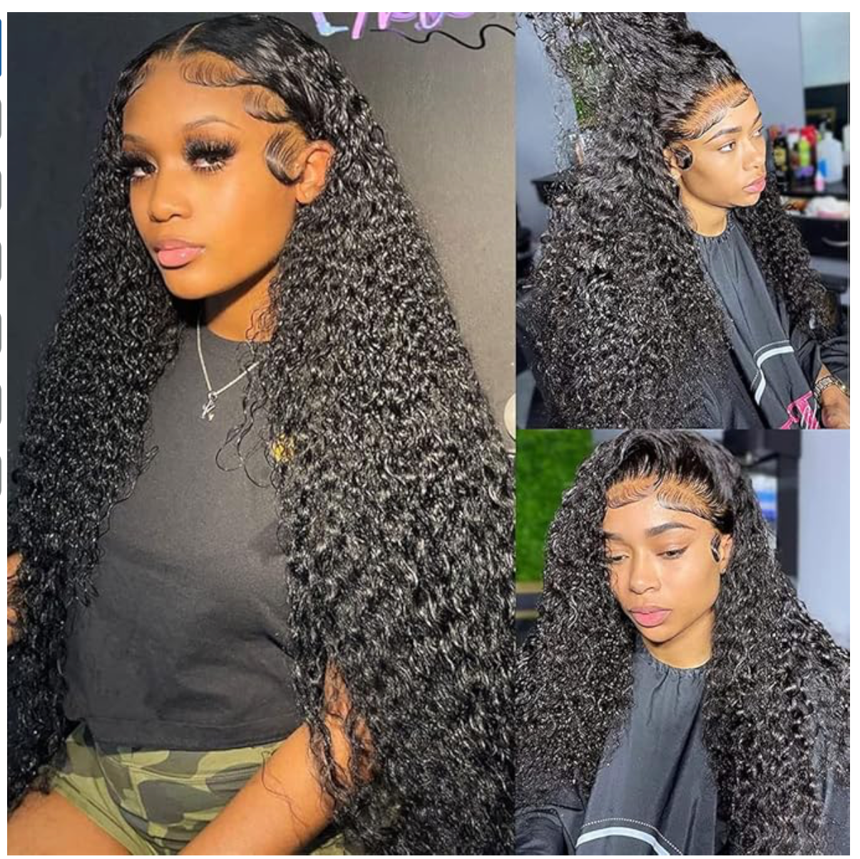 13x6 HD Lace Front Wavy Curly Wig - Natural Black