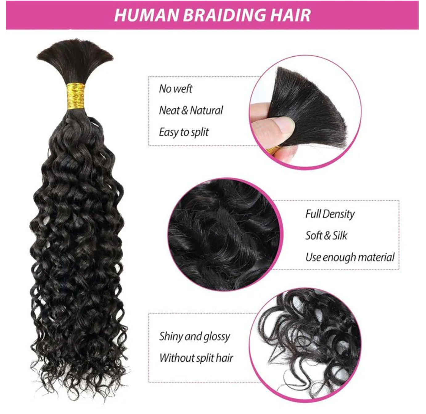 Wavy Curly Bulk Hair for Braiding