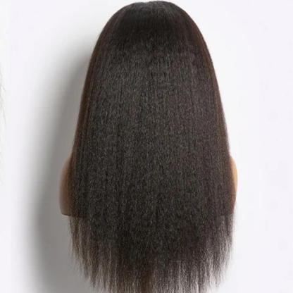 Kinky Straight Glueless Wig | 220% Density | 100% Human Hair | Natural Black