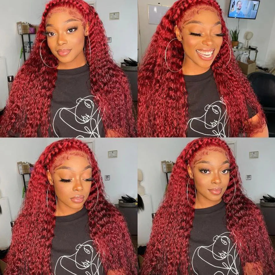 99J Burgundy Deep Wave | 13x4 HD Lace Front | 180% Density