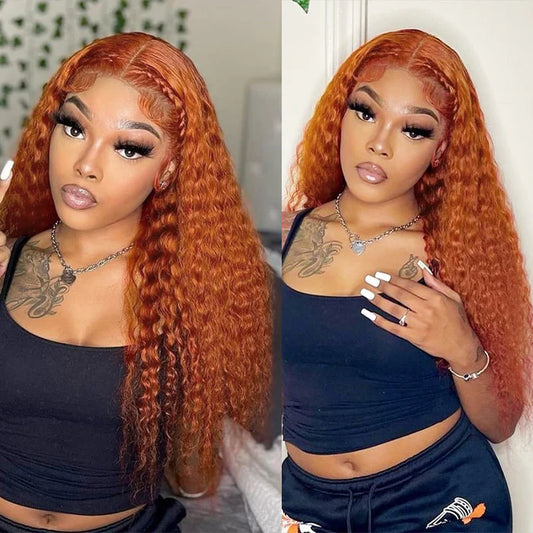 Orange Ginger Deep Wave | 180% Density | 13x4 | Pre-Plucked Lace Front