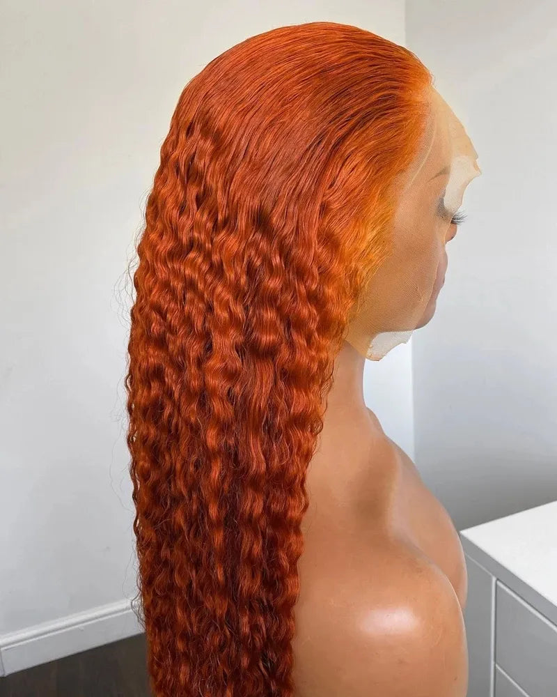 Orange Ginger Deep Wave | 180% Density | 13x4 | Pre-Plucked Lace Front