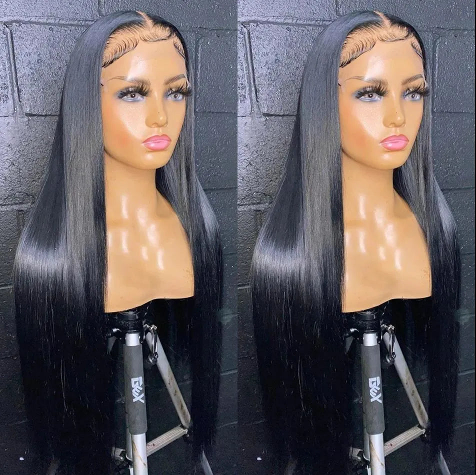 Straight Black Lace Front Wig | 13x4 Transparent Lace | 180% Density