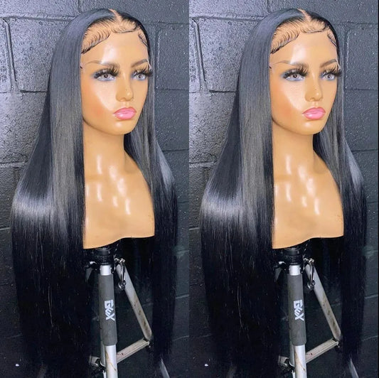 Straight Black Lace Front Wig | 13x4 Transparent Lace | 180% Density