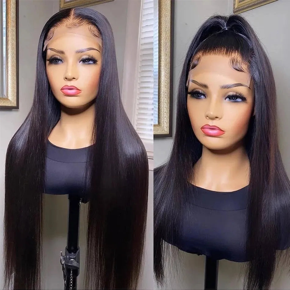Straight Black Lace Front Wig | 13x4 Transparent Lace | 180% Density